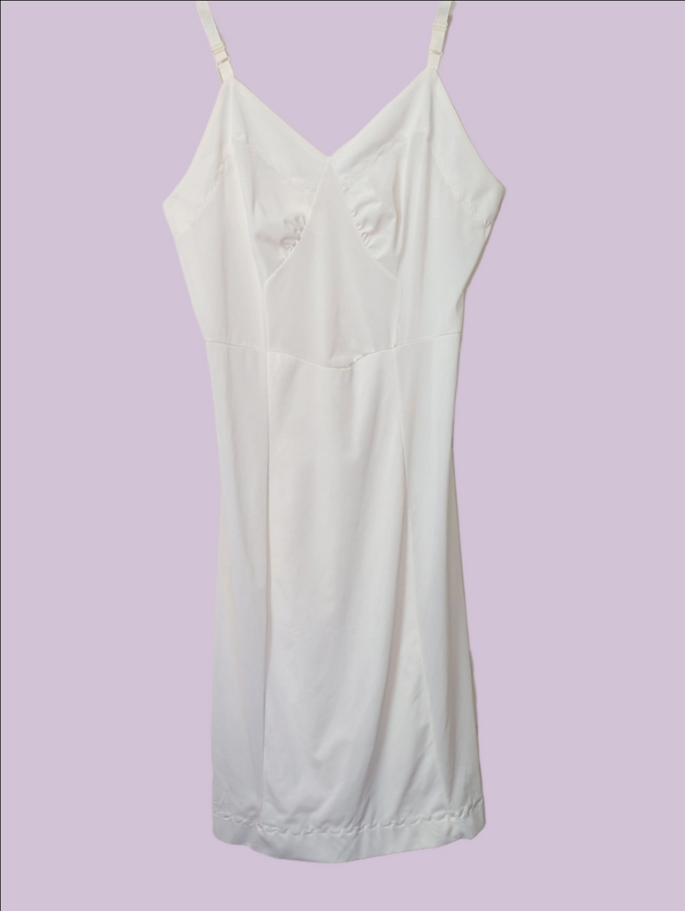 White Cream Slip Dress Adjustable Straps Nylon Size 34 Tall 1940 Layer Piece